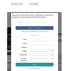 Give Campus Sign Up Screenshot